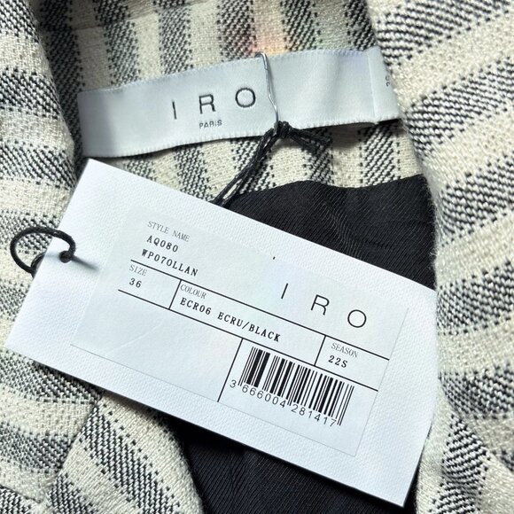 New IRO Ollan Tweed Knit Striped Buttoned Blazer Jacket Ecru Cream Size 36 US 4 - Picture 9 of 11